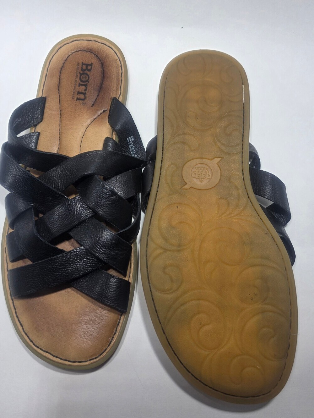 Born Women's Size 8M Black Leather Strappy Comfort Slide Sandals Casual - Picture 7 of 7